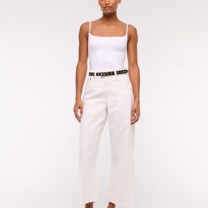 Abercrombie CURVE LOVE High Rise Cropped Wide Leg Jeans Size 26 Women’s White De